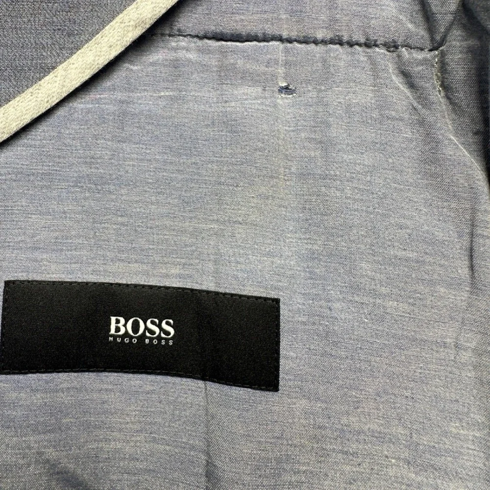 HUGO BOSS Sport Coat Mens 40R Blue Guabello Wool Linen Two Button Blazer